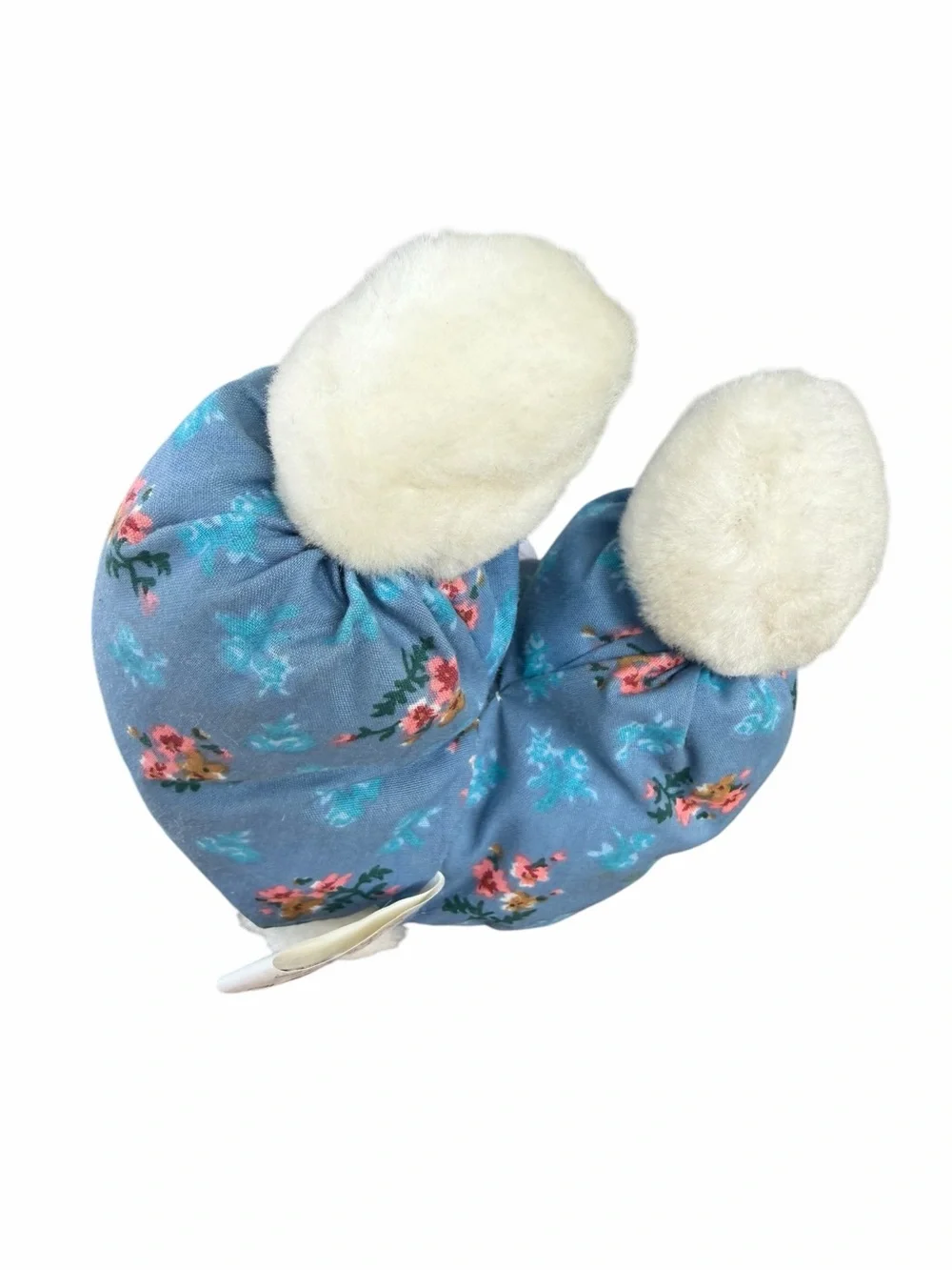 VTG Fiesta 8” Plush White Country Bunny Stuffed Animal Blue Floral Romper NOS